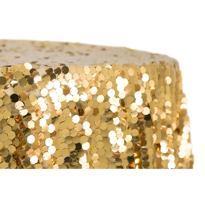 Large Payette Sequin 132" Round Tablecloth - Gold