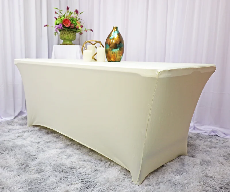 6 Ft Rectangular Spandex (220 GSM) Table Cover - Ivory (1pc)