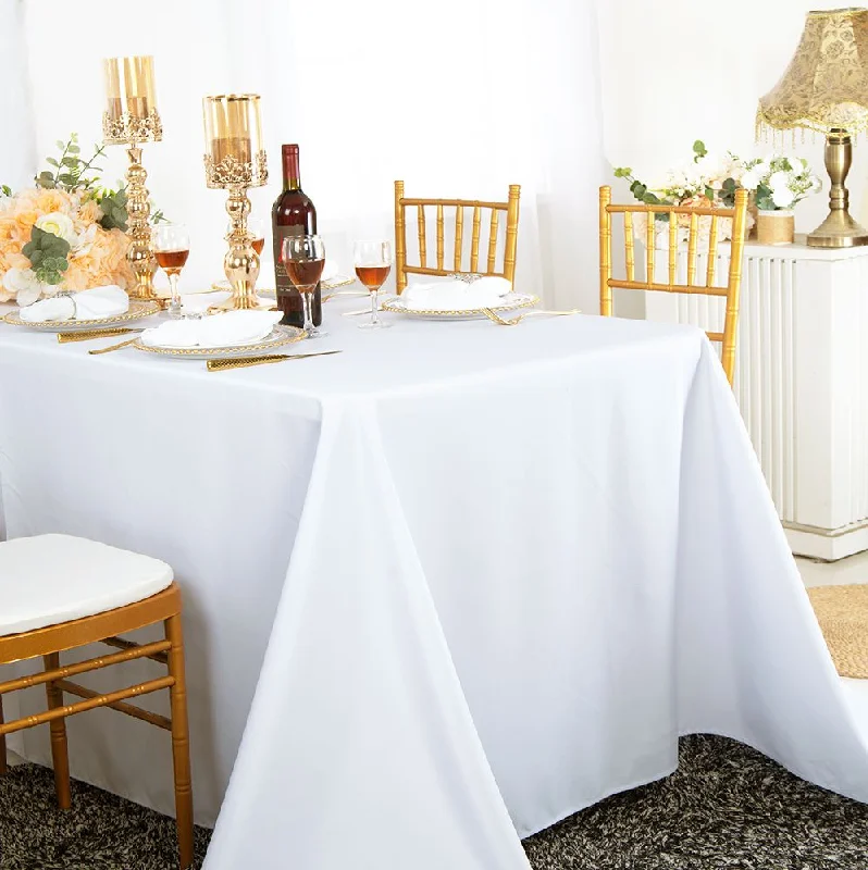 60"x120" Seamless Rectangular Polyester (220 GSM) Tablecloth - White (1pc)