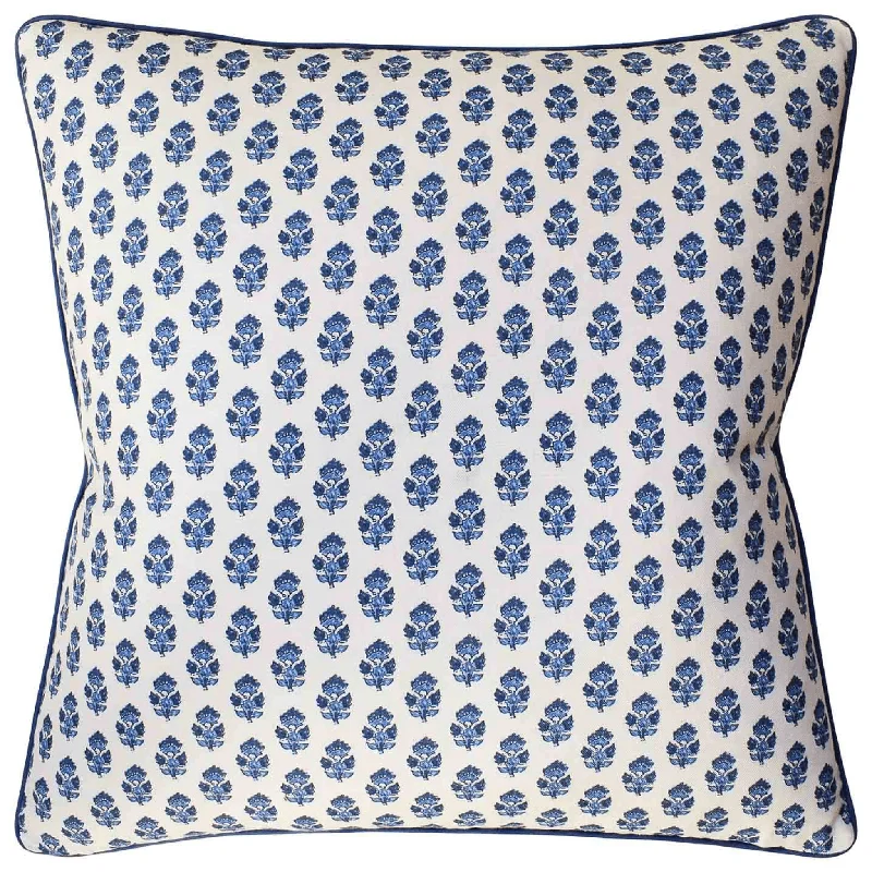 Indigo Blue Julian Floral Print Throw Pillow