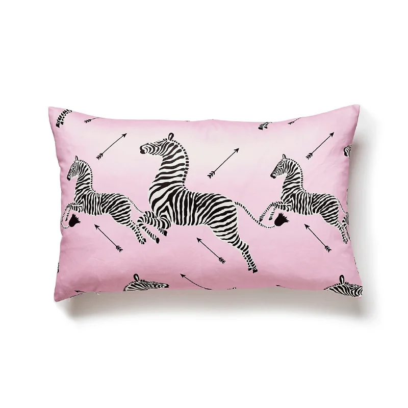 Zebras Petite Lumbar Pillow in Peony