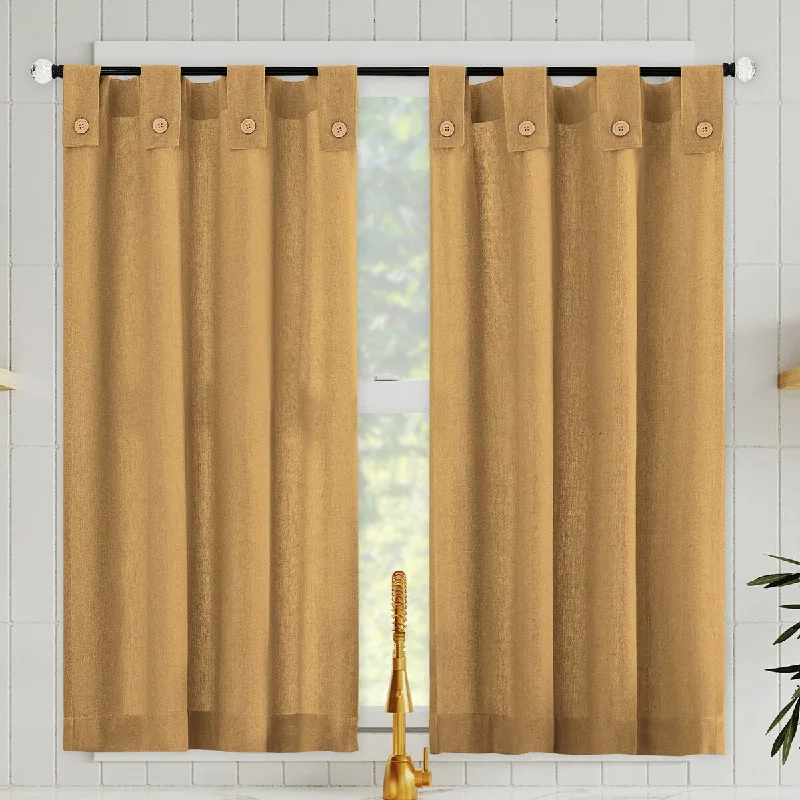 Archaeo Cotton Blend Button Tab Top Cafe Curtain Pair