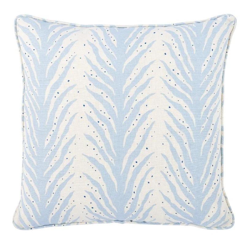 Blue Creeping Fern Square Throw Pillow